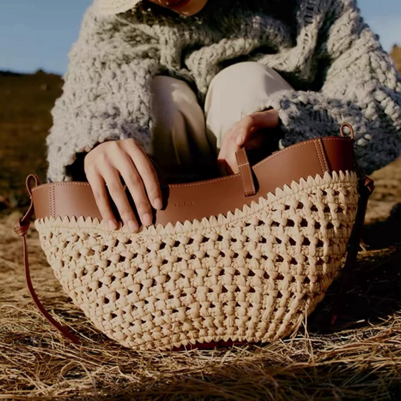 Tas Anyaman Rafia dan Kulit PU - Women'S Raffia Bags ulasan dan harga